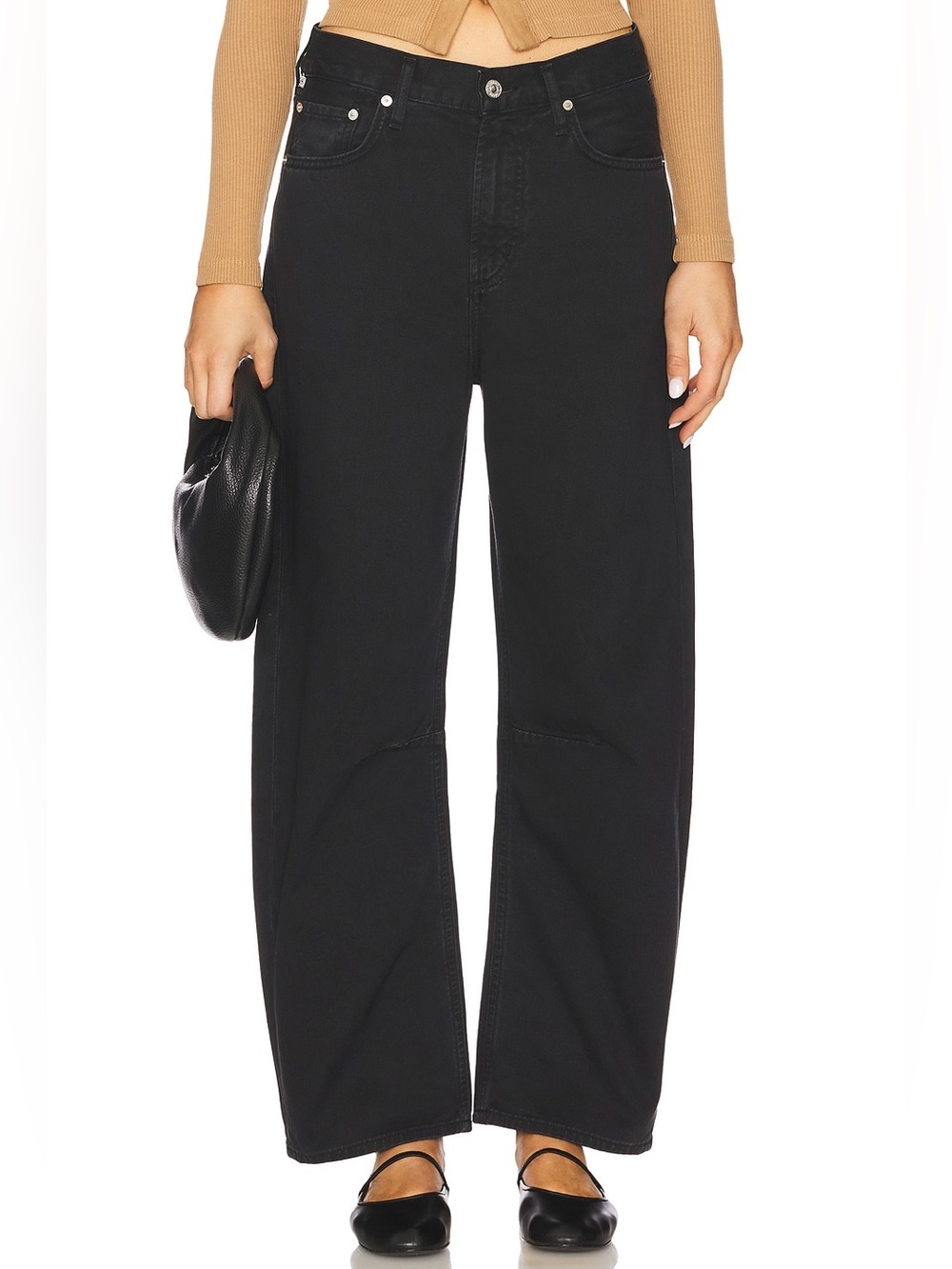 Citizens of Humanity Miro Relaxed Barrel Jeans Washed Black Size 33
